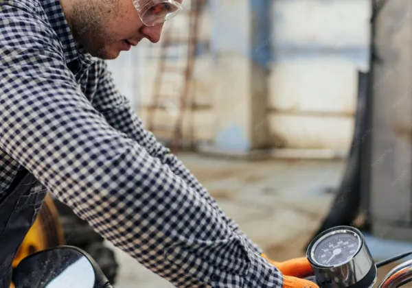 Mecânico revisando o painel da moto